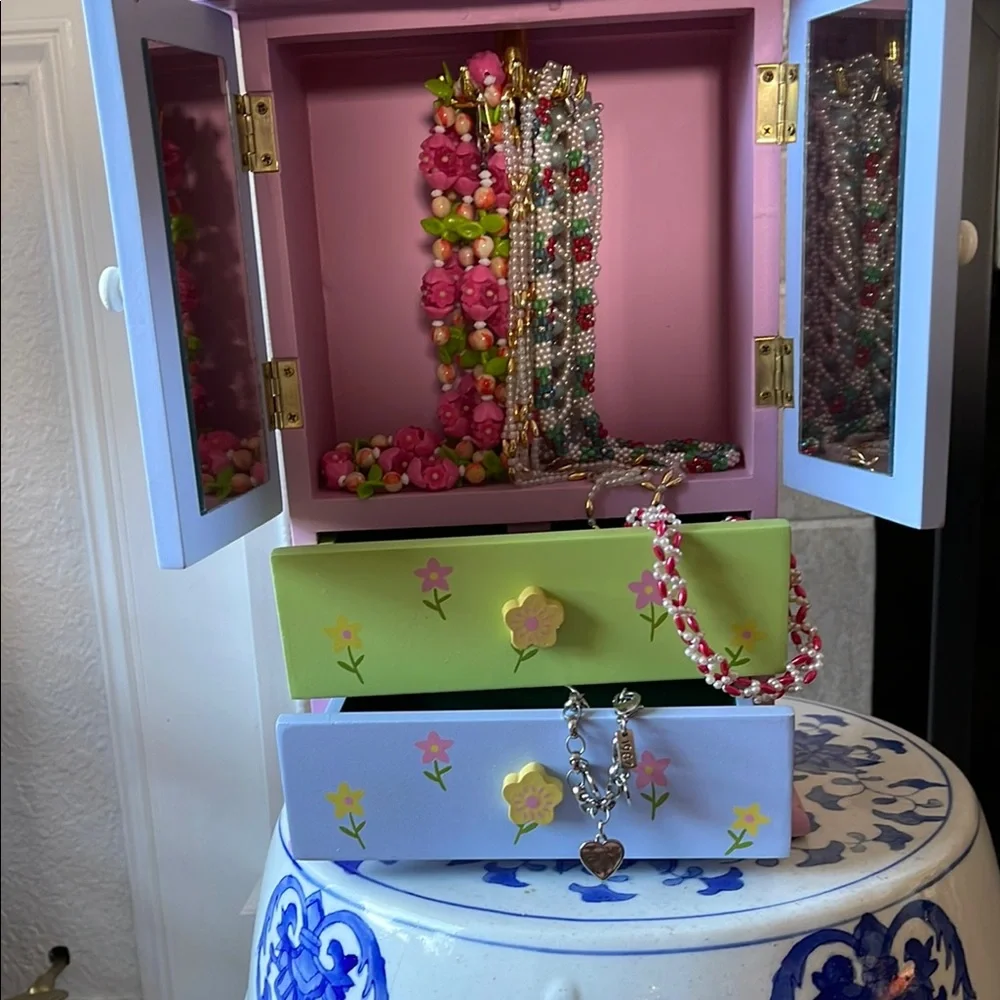 Jewelry Box Filled with Playing Dress-up Jewelry Accessories